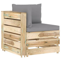 Thumbnail for Modulares Ecksofa mit Kissen Grün Imprägniertes Holz