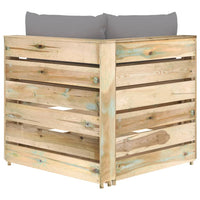 Thumbnail for Modulares Ecksofa mit Kissen Grün Imprägniertes Holz