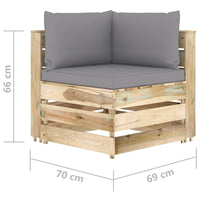 Thumbnail for Modulares Ecksofa mit Kissen Grün Imprägniertes Holz