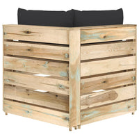 Thumbnail for Modulares Ecksofa mit Kissen Grün Imprägniertes Holz