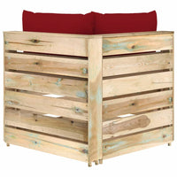 Thumbnail for Modulares Ecksofa mit Kissen Grün Imprägniertes Holz