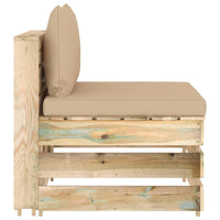Thumbnail for Modulares Mittelsofa mit Kissen Grün Imprägniertes Holz