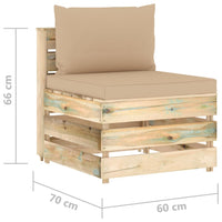 Thumbnail for Modulares Mittelsofa mit Kissen Grün Imprägniertes Holz