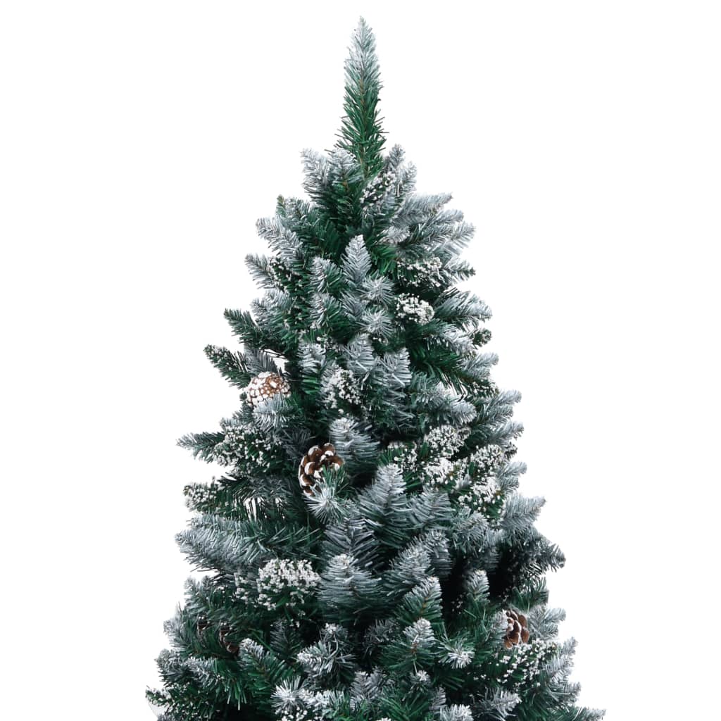 Künstlicher Weihnachtsbaum mit LEDs Kugeln Zapfen 210 cm