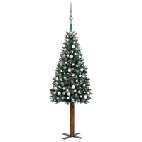 Thumbnail for Weihnachtsbaum Schlank mit LEDs & Kugeln Grün 210 cm