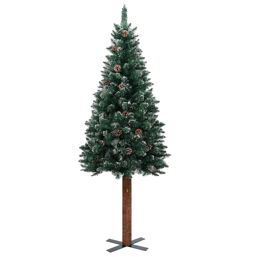 Weihnachtsbaum Schlank mit LEDs & Kugeln Grün 210 cm