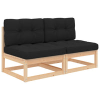 Thumbnail for Garten-Mittelsofas mit Kissen 2 Stk. Massivholz Kiefer