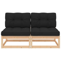 Thumbnail for Garten-Mittelsofas mit Kissen 2 Stk. Massivholz Kiefer