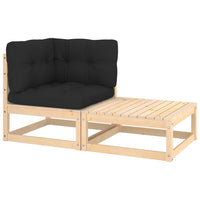 Thumbnail for 2-tlg. Garten-Lounge-Set mit Kissen Kiefer Massivholz