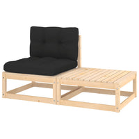 Thumbnail for 2-tlg. Garten-Lounge-Set mit Kissen Massivholz Kiefer
