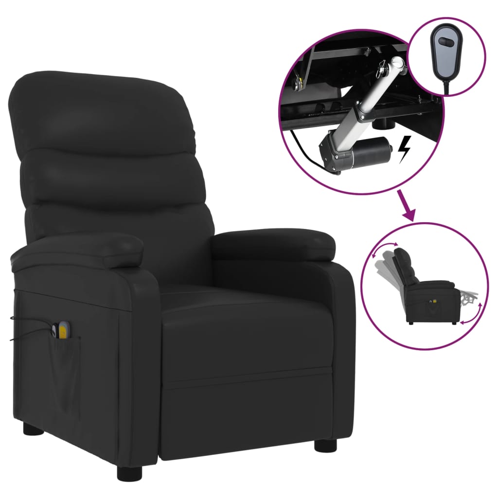 Massagesessel Elektrisch Schwarz Kunstleder