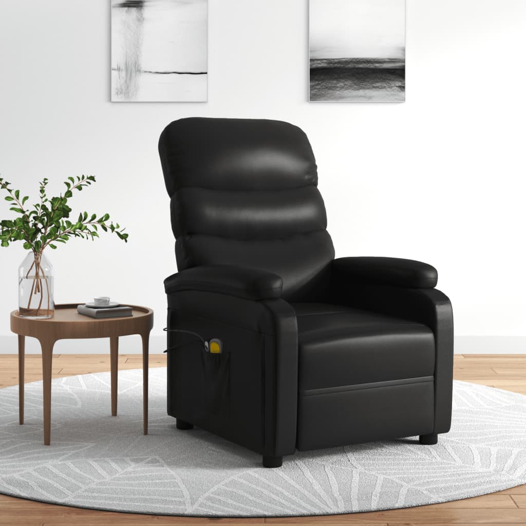 Massagesessel Elektrisch Schwarz Kunstleder
