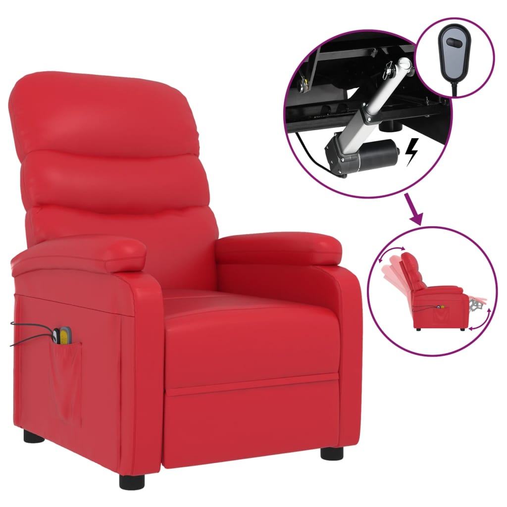 Massagesessel Elektrisch Rot Kunstleder