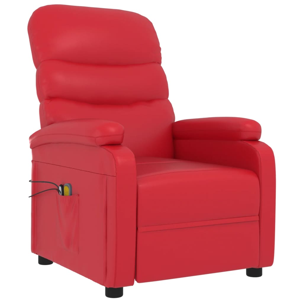 Massagesessel Elektrisch Rot Kunstleder