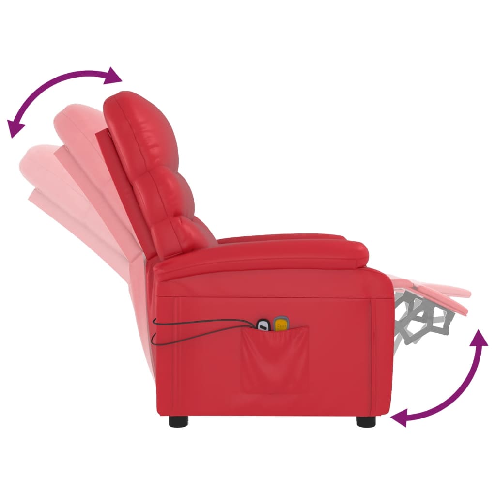 Massagesessel Elektrisch Rot Kunstleder