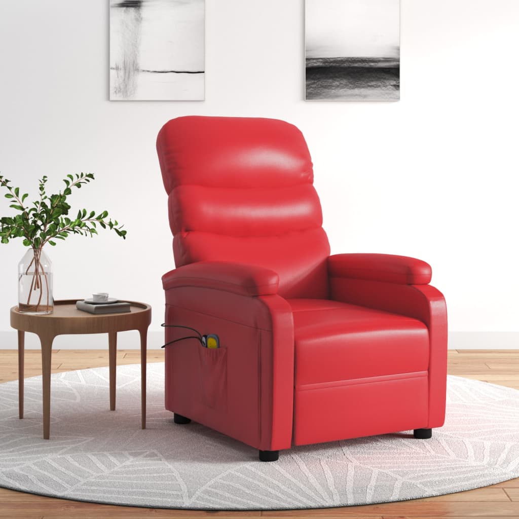 Massagesessel Elektrisch Rot Kunstleder