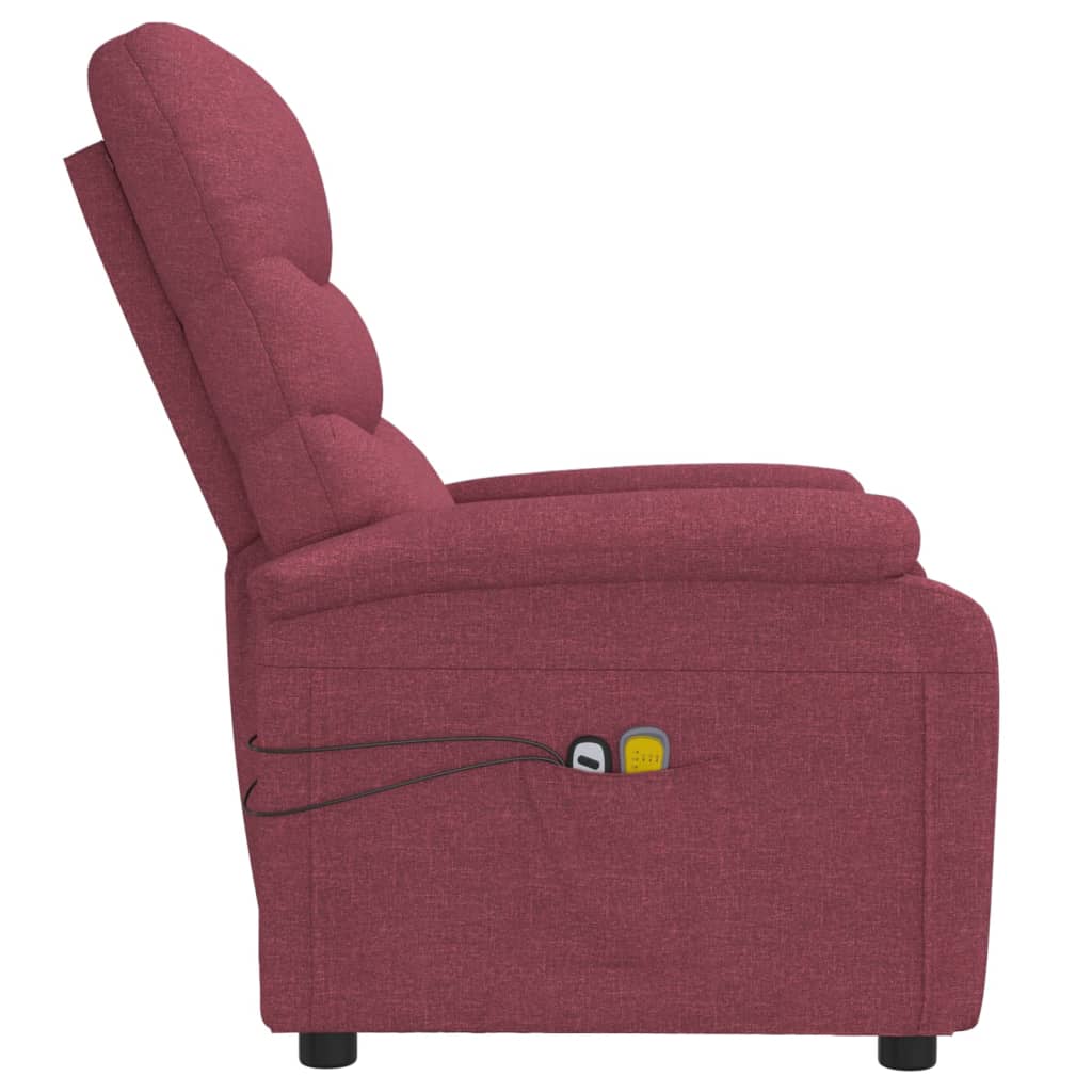 Massagesessel Elektrisch Weinrot Stoff