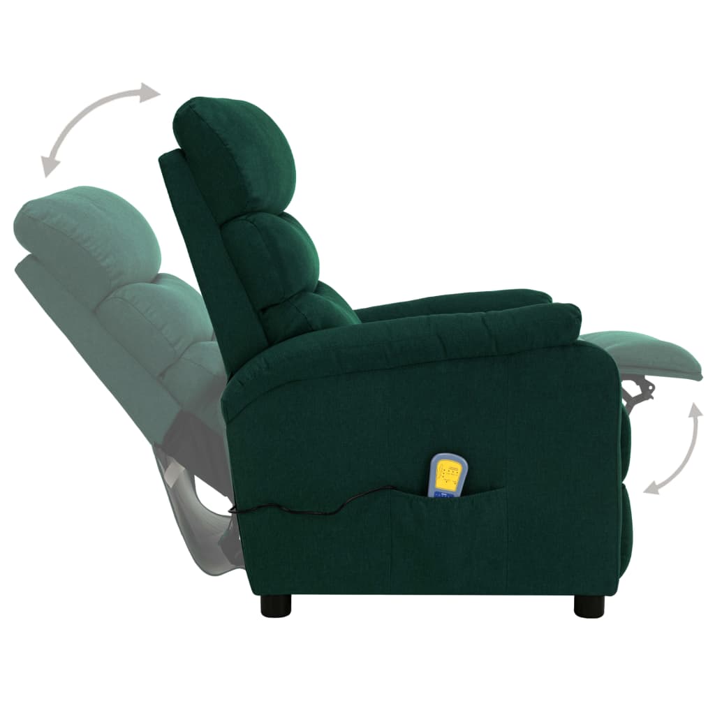 Elektrischer Massagesessel Dunkelgrün Stoff