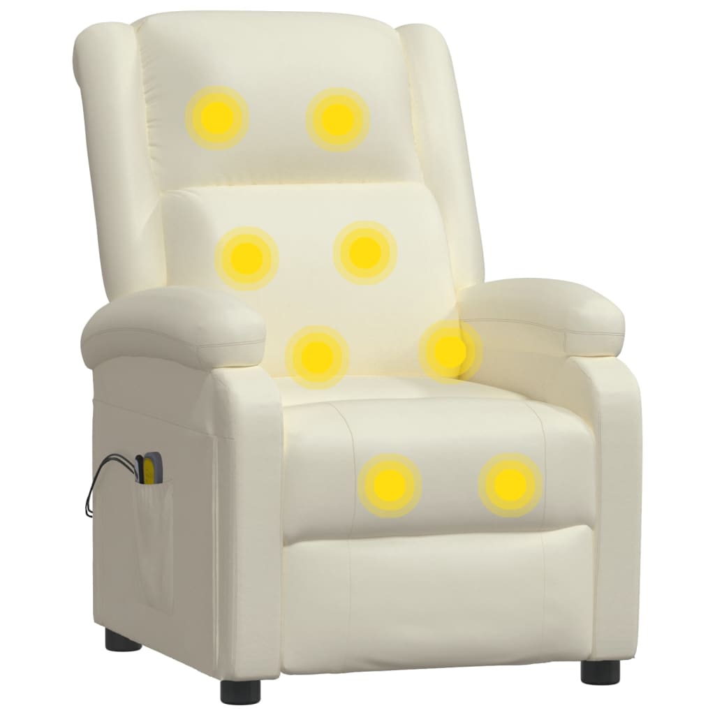 Elektrischer Massagesessel Weiß Kunstleder