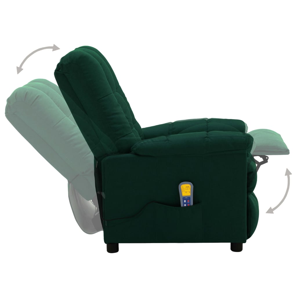 Elektrischer Massagesessel Dunkelgrün Stoff