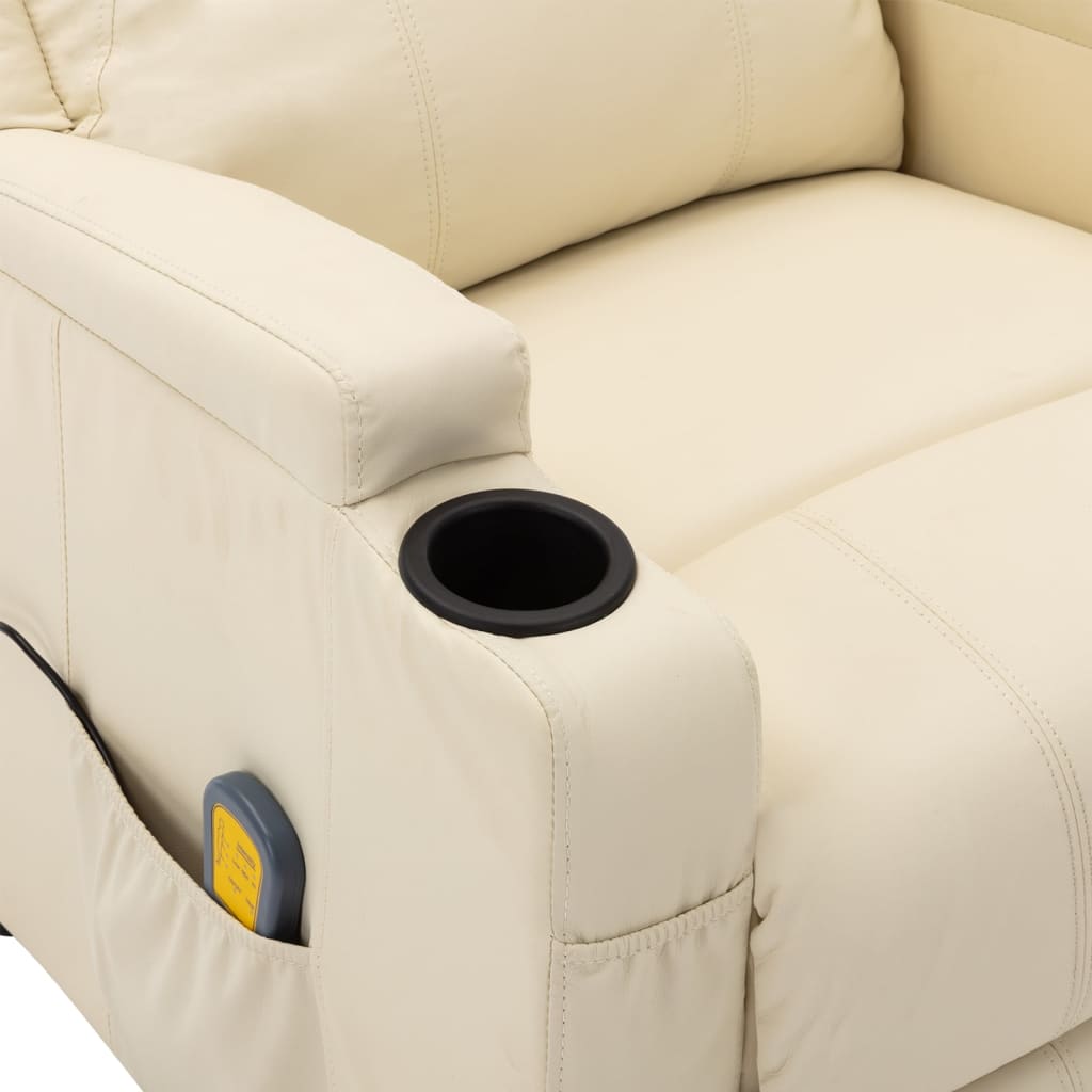 Massagesessel Elektrisch Cremeweiß Kunstleder