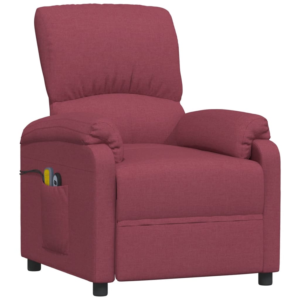 Massagesessel Elektrisch Weinrot Stoff