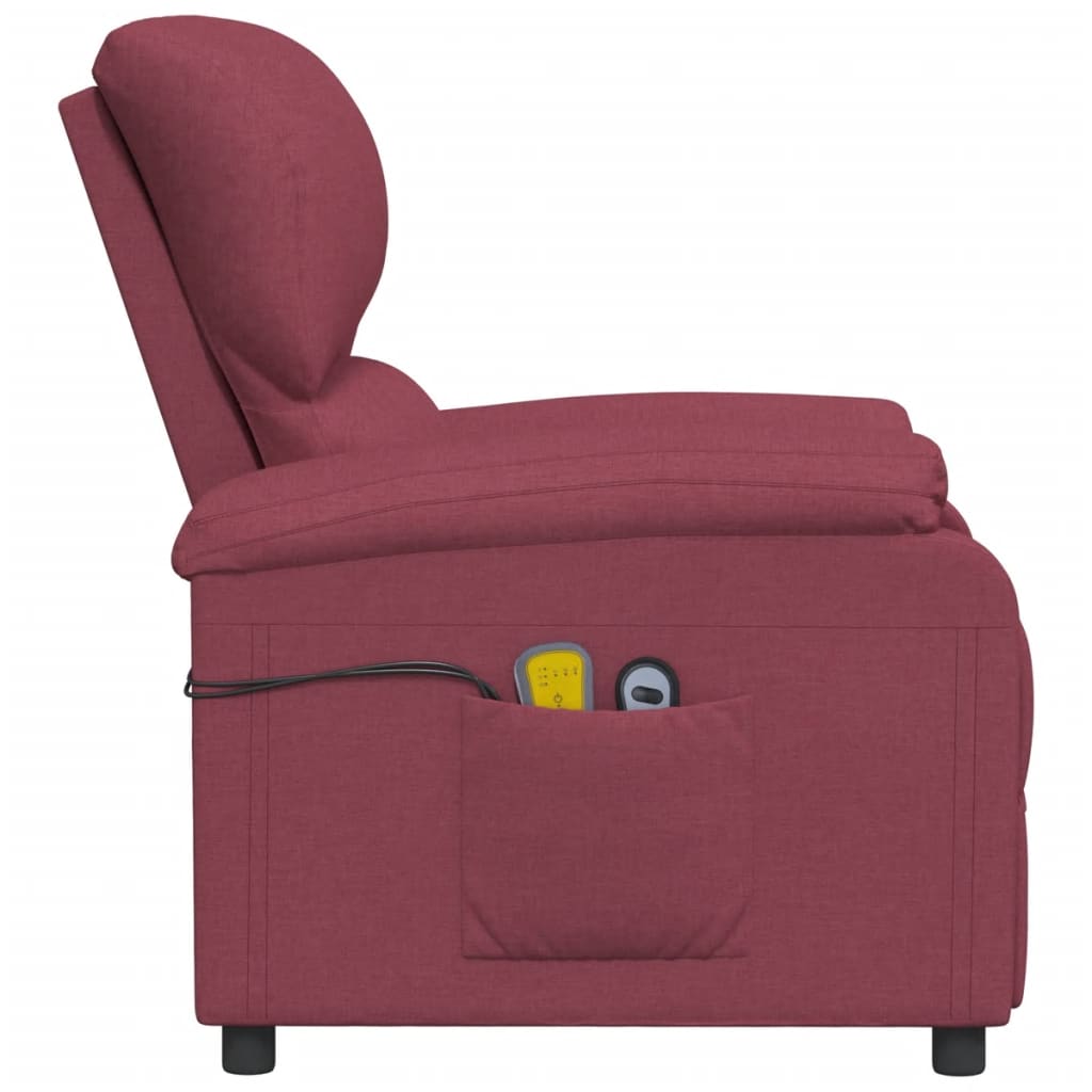 Massagesessel Elektrisch Weinrot Stoff