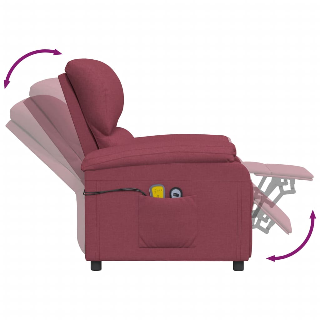 Massagesessel Elektrisch Weinrot Stoff