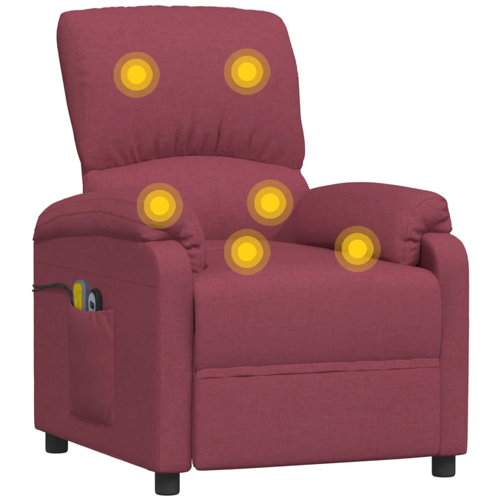 Massagesessel Elektrisch Weinrot Stoff
