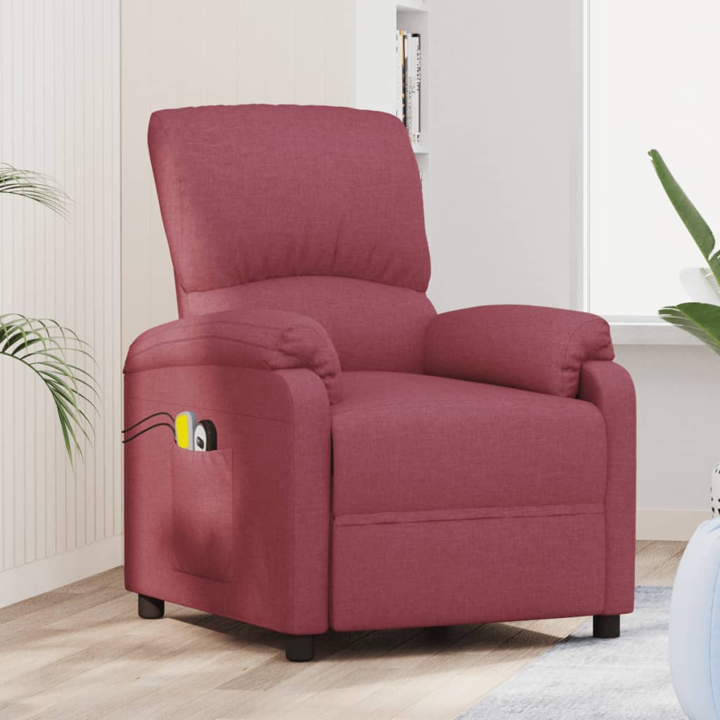 Massagesessel Elektrisch Weinrot Stoff