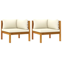 Thumbnail for Ecksofas 2 Stk. mit Cremeweißen Kissen Massivholz Akazie