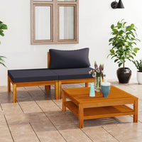 Thumbnail for 3-tlg. Garten-Lounge-Set mit Dunkelgrauen Kissen Akazienholz