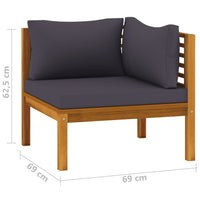 Thumbnail for 2-tlg. Sofa-Set mit Dunkelgrauen Kissen Akazie Massivholz