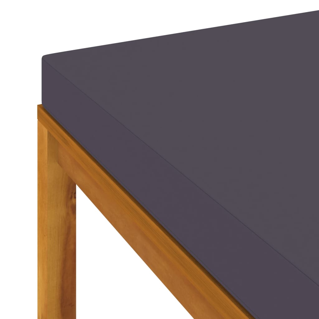 Fußhocker mit Dunkelgrauem Kissen Akazie Massivholz