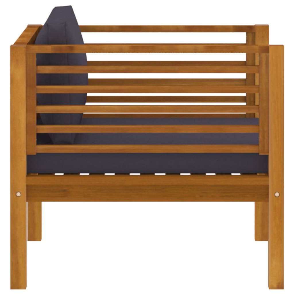 Gartenstuhl mit Dunkelgrauen Kissen Massivholz Akazie