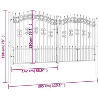 Thumbnail for Zauntor mit Speerspitzen Schwarz 305x198 cm Stahl