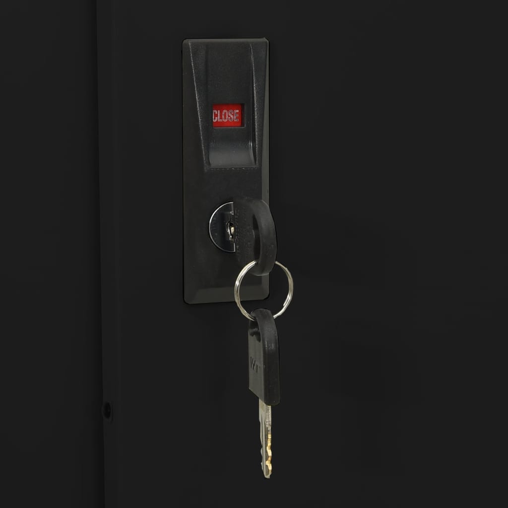 Büroschrank mit Schiebetür Schwarz 90x40x180 cm Stahl