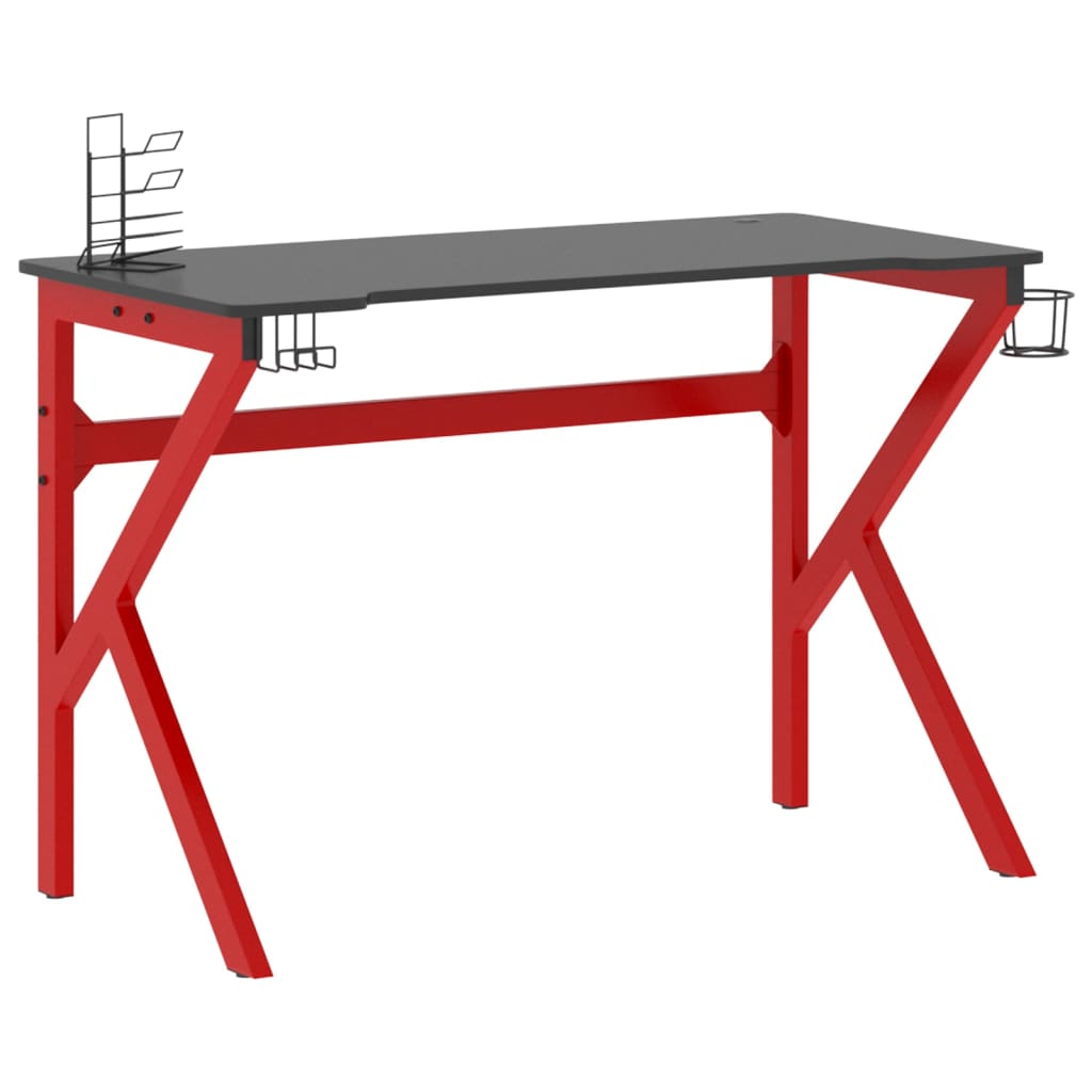 Gaming Schreibtisch mit K-Gestell Schwarz und Rot 110x60x75 cm