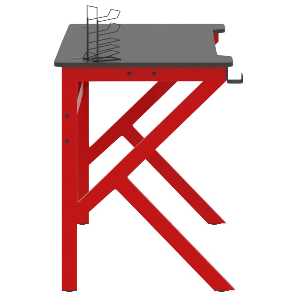 Gaming Schreibtisch mit K-Gestell Schwarz und Rot 110x60x75 cm