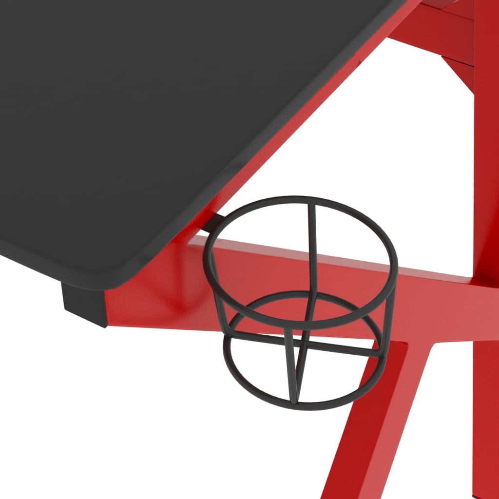 Gaming Schreibtisch mit K-Gestell Schwarz und Rot 110x60x75 cm
