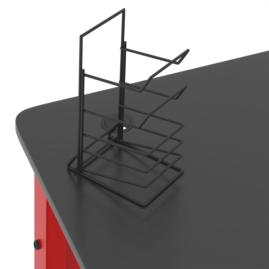 Gaming Schreibtisch mit K-Gestell Schwarz und Rot 110x60x75 cm