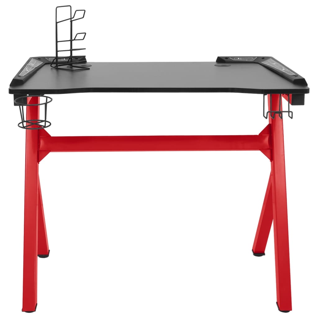 Gaming-Schreibtisch mit LED & Y-Gestell Schwarz Rot 110x60x75cm