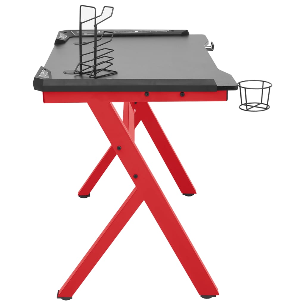 Gaming-Schreibtisch mit LED & Y-Gestell Schwarz Rot 110x60x75cm