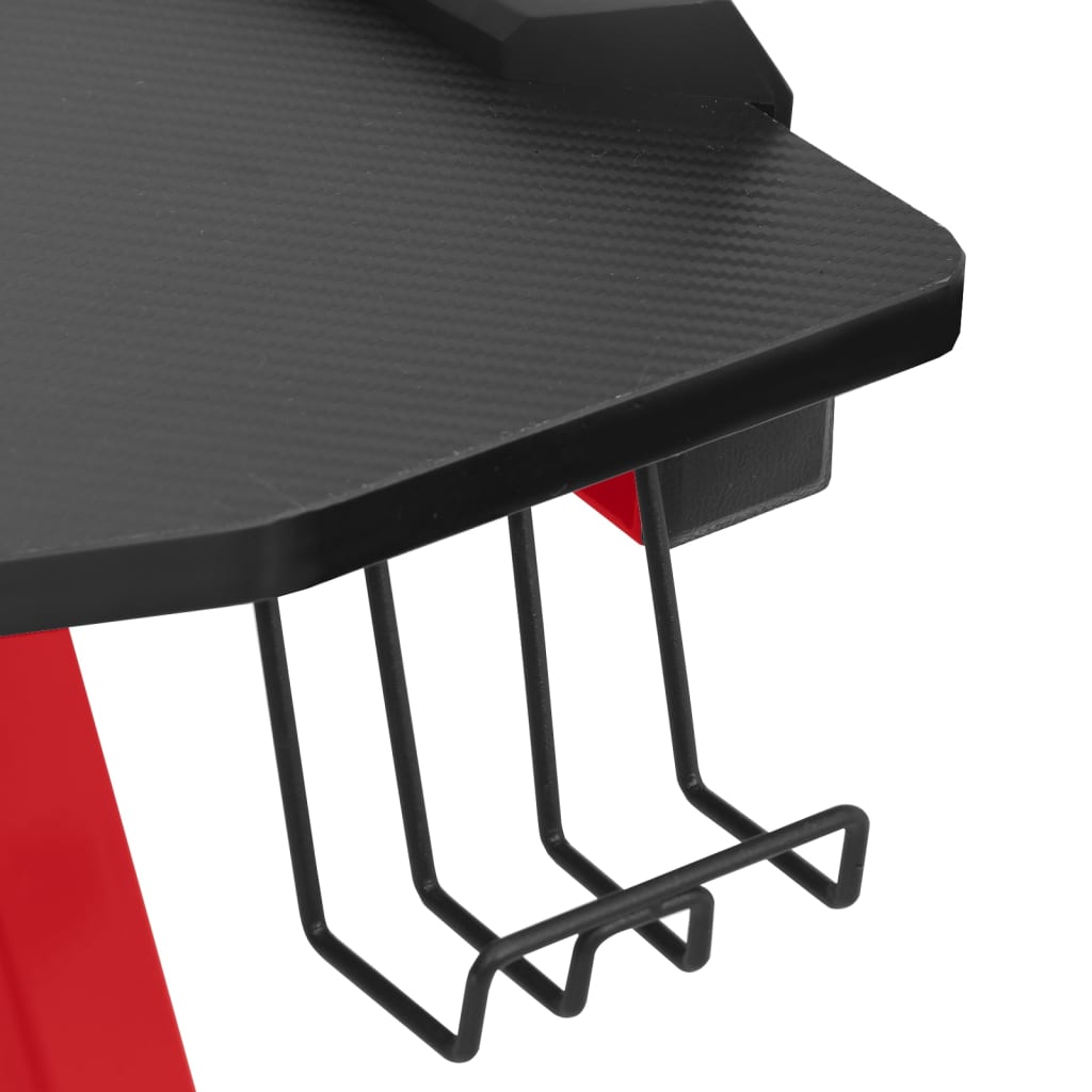 Gaming-Schreibtisch mit LED & Y-Gestell Schwarz Rot 110x60x75cm