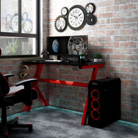 Thumbnail for Gaming-Schreibtisch mit LED & Y-Gestell Schwarz Rot 110x60x75cm