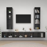 Thumbnail for TV-Wandschränke 4 Stk. Hochglanz-Grau Spanplatte