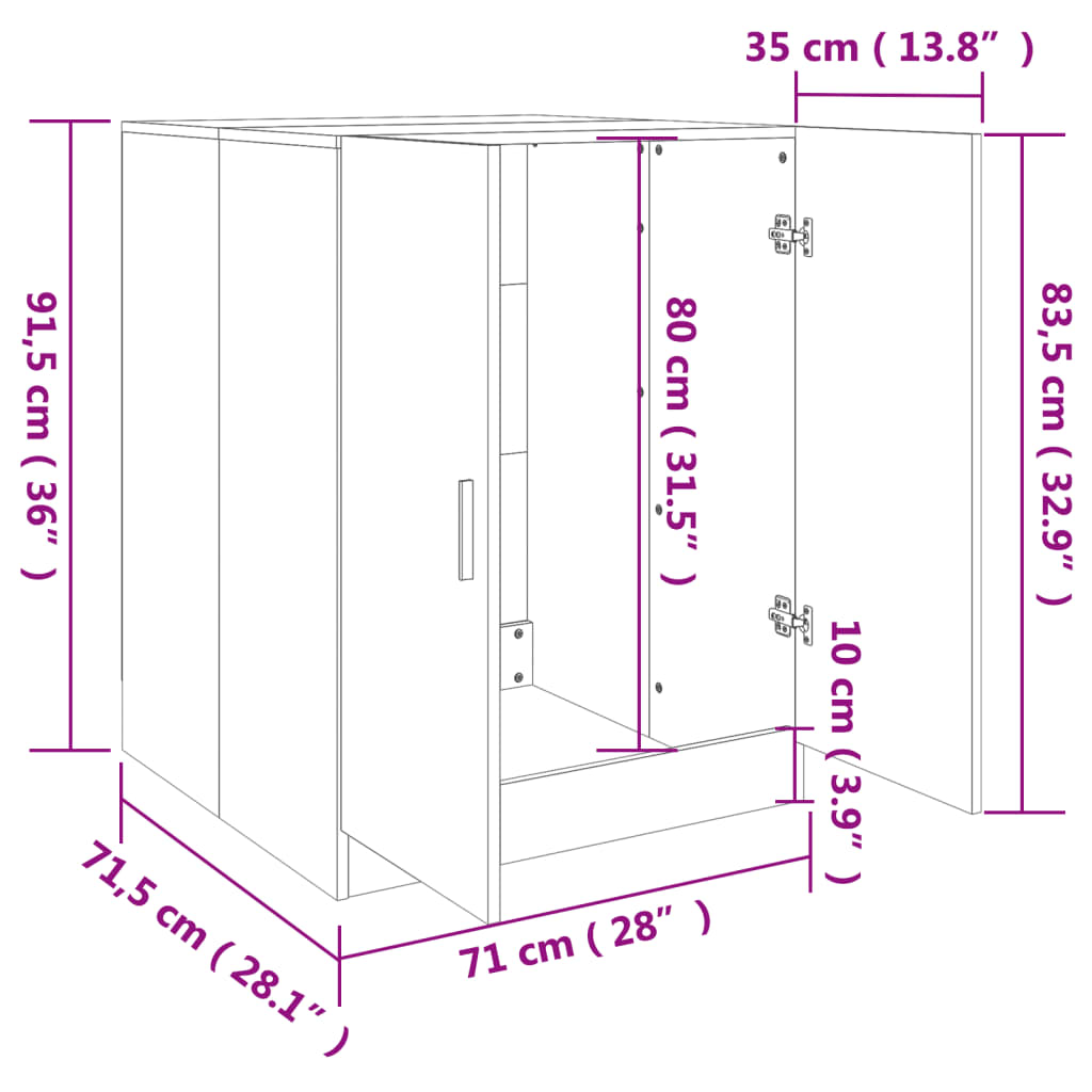 Waschmaschinenschrank Sonoma-Eiche 71x71,5x91,5 cm