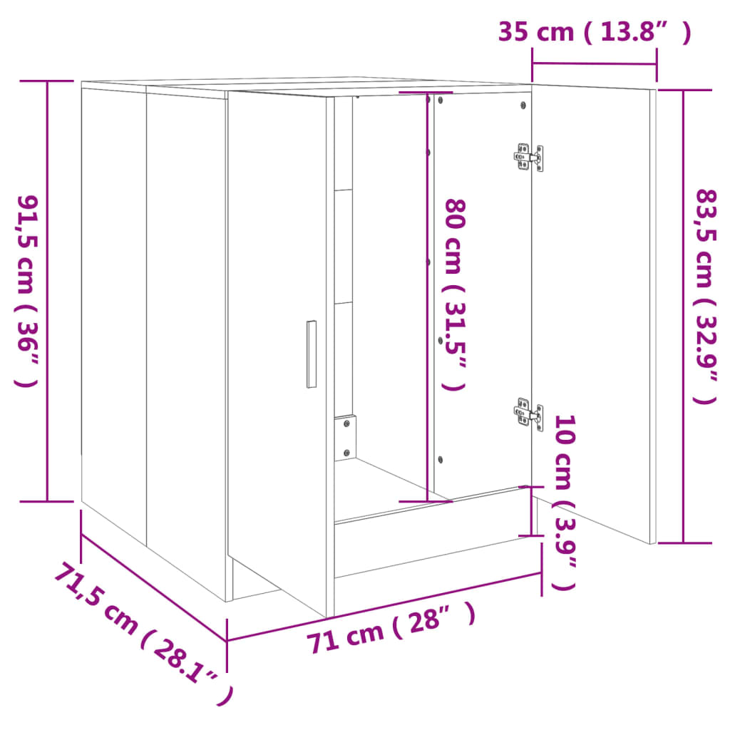 Waschmaschinenschrank Betongrau 71x71,5x91,5 cm