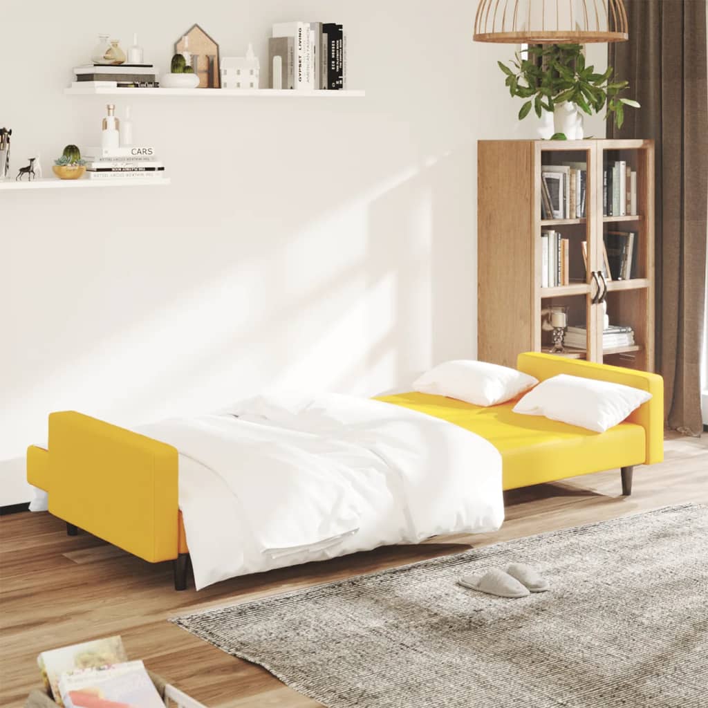 Schlafsofa 2-Sitzer Gelb Samt