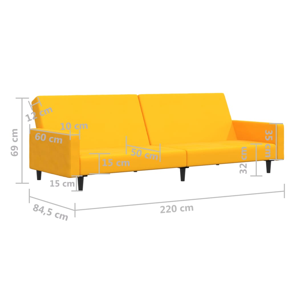 Schlafsofa 2-Sitzer Gelb Samt